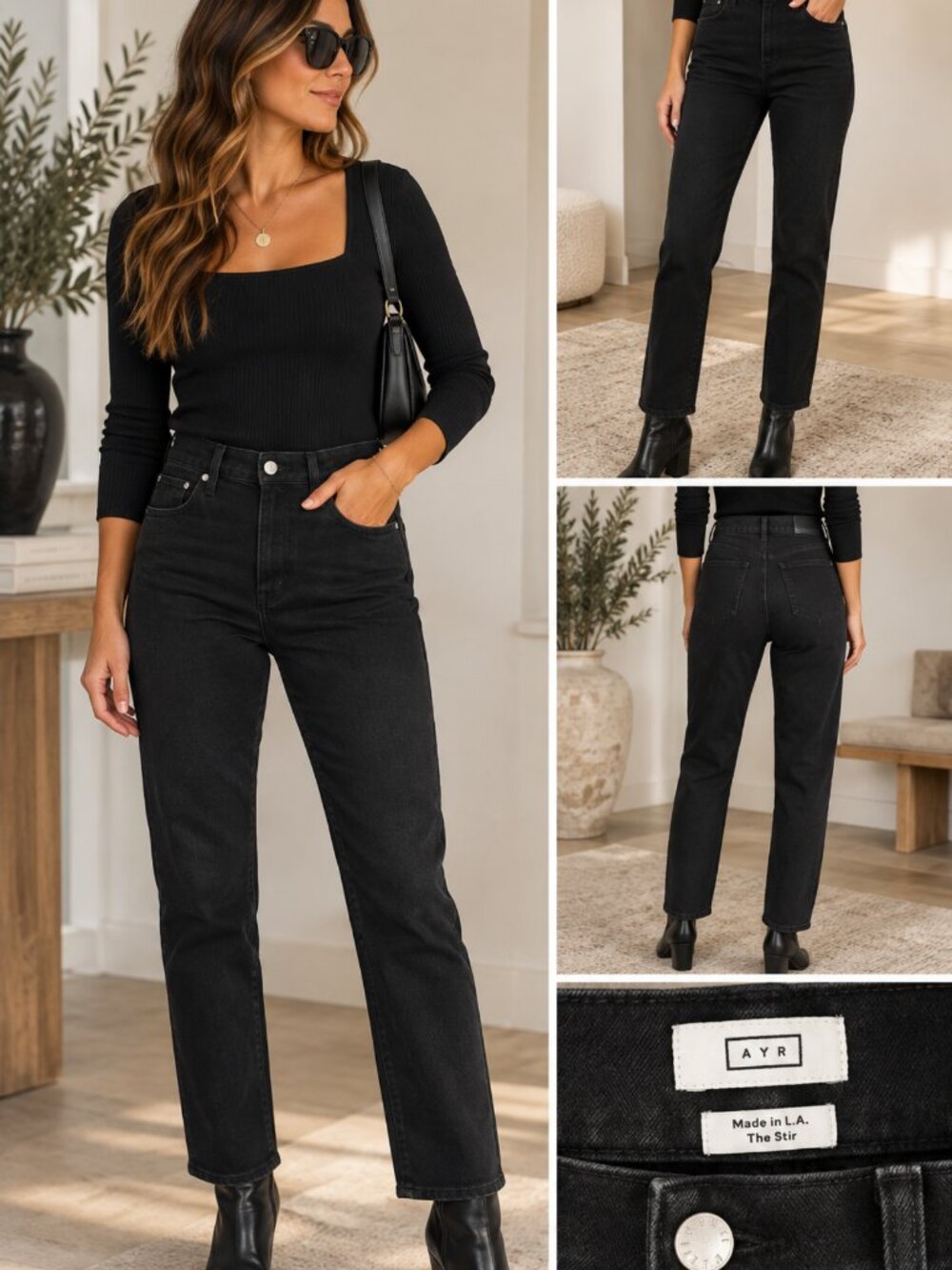 AYR The Stir Black High Rise Straight Leg Jeans Size 26